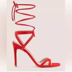 Stuart Weitzman Soiree 100 Red Lace-Up Strappy Heels 5.5 NWOB Designer Shoe